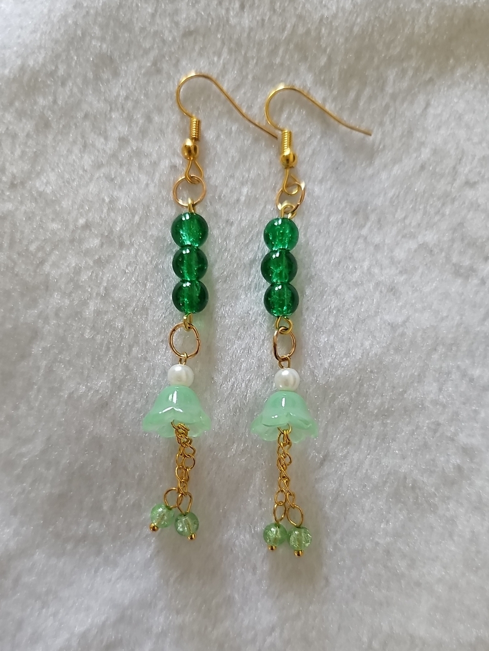 Green Flower Dangle Earrings